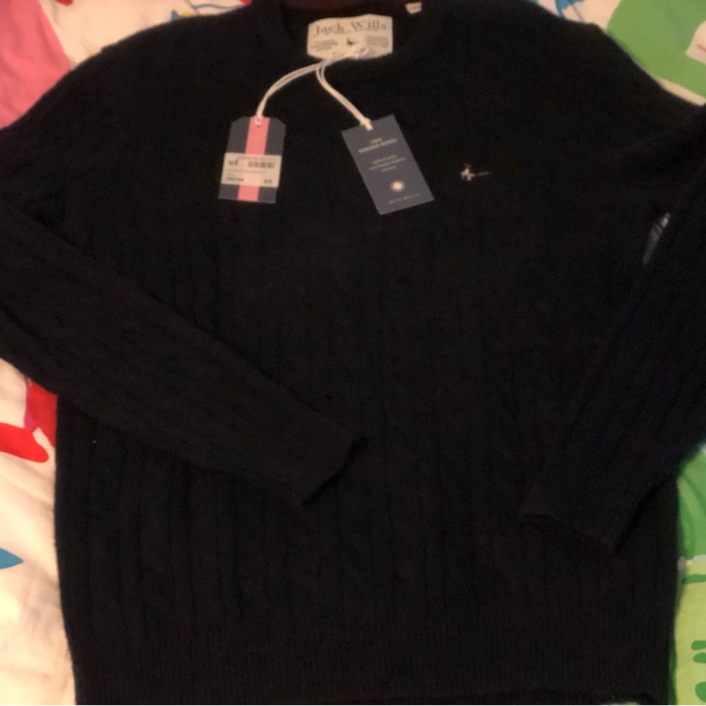 Jack Wills Black Cable Knit Sweater